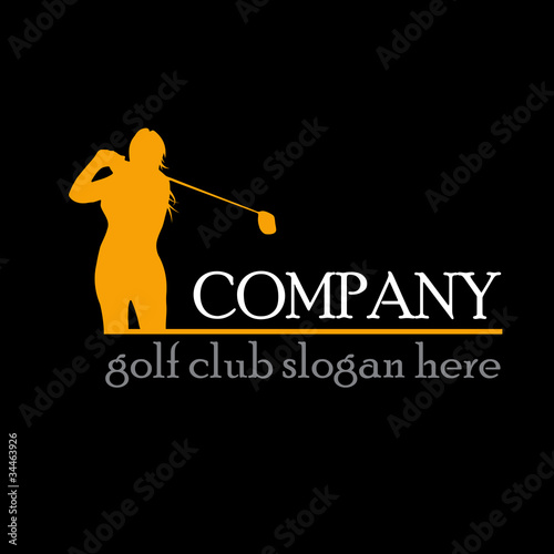 Orange Logo Golf on black background # Vector photo