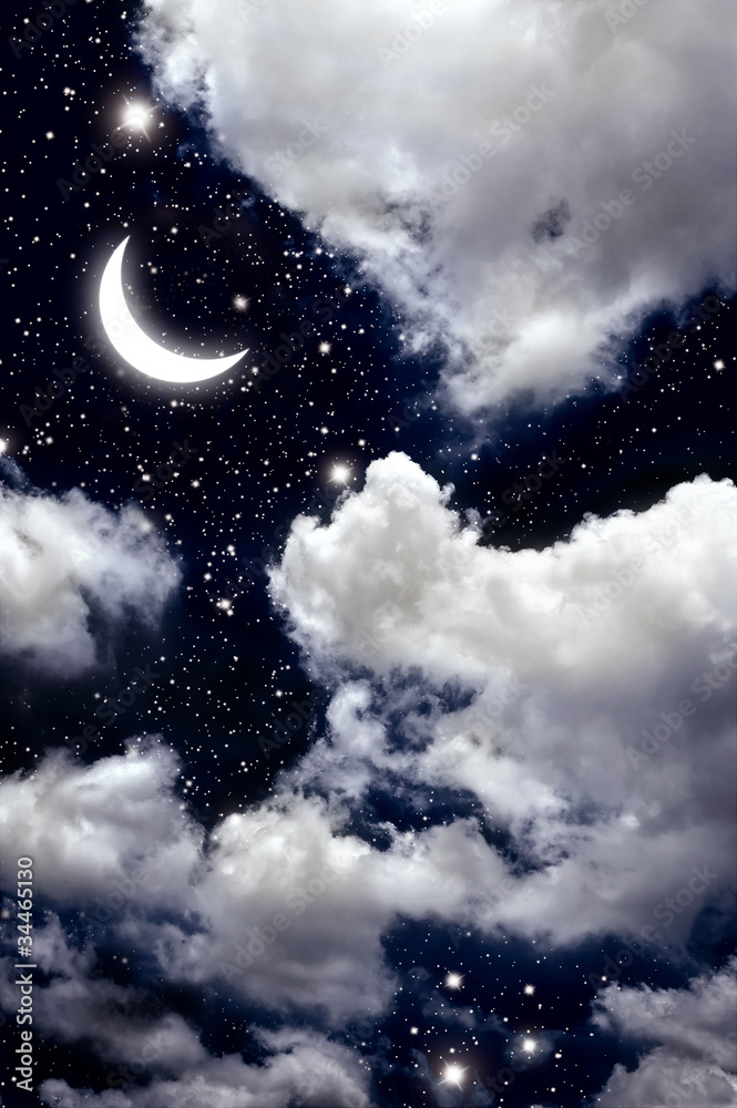 Fototapeta premium moon and star in The night sky