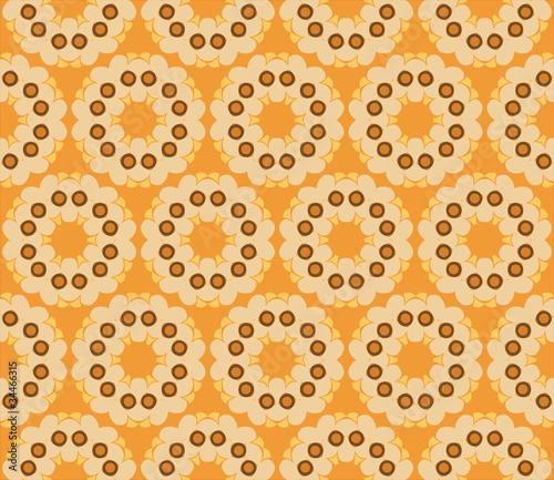 Retro style seamless pattern with flowers on a gold background