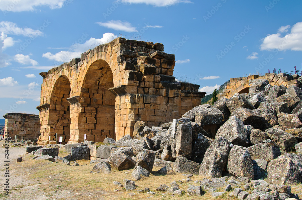 ruins of ancient city Hierapolis in Turkey
