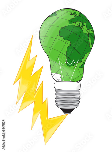 Lampadina e fulmine, energia pulita