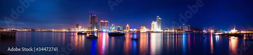 Xiamen island night scape panoramic view © cityanimal