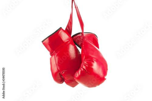 Red boxing gloves isolated on white © Elnur