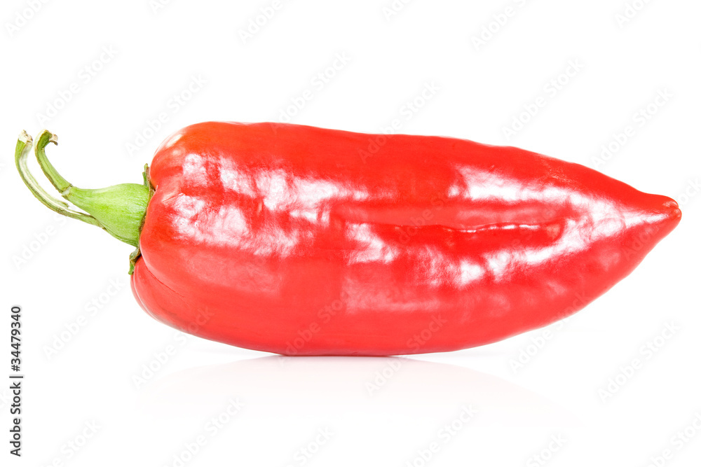 red pepper with reflection on white background. red pepper with reflection on white background.