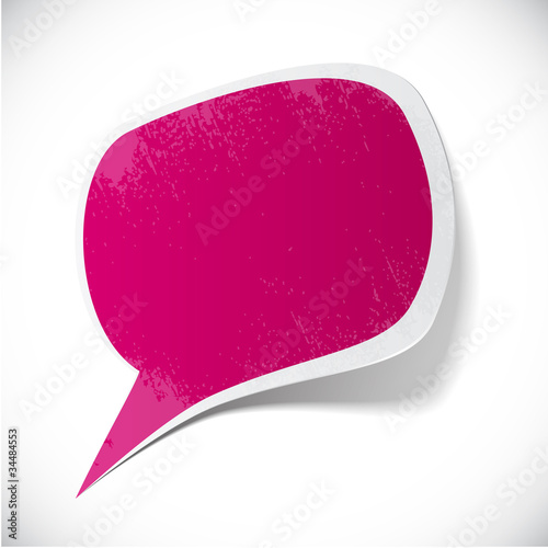 Fuchsia grunge speech label design.