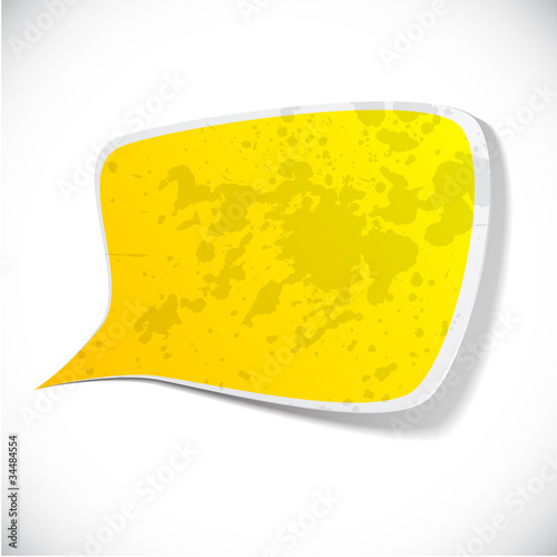 Yellow grunge speech label design.