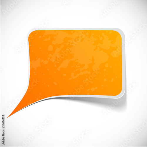 Orange grunge speech label design.
