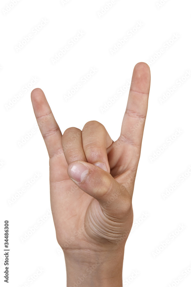 Hand making the heavy metal or satan gesture Hand making the heavy metal or satan gesture