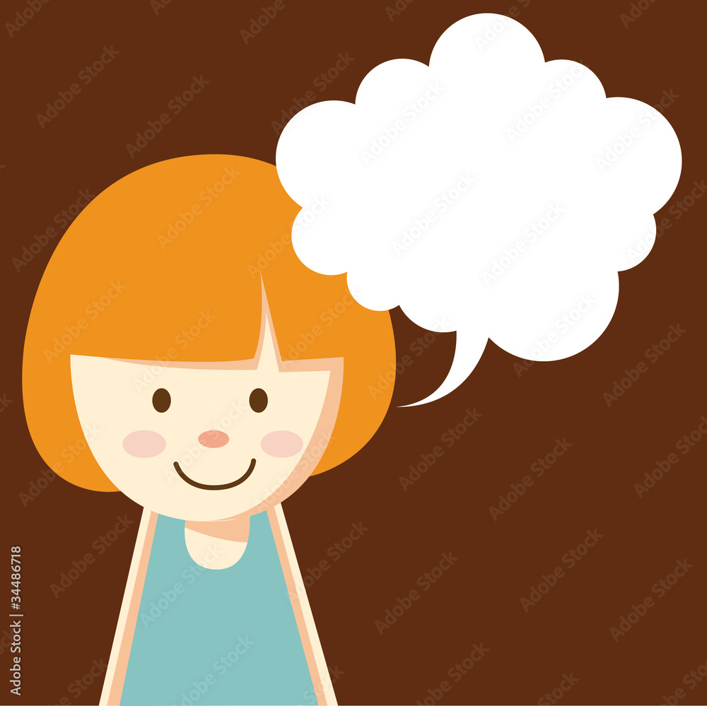 cute little girl with bubble speech