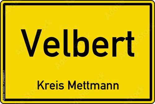 Velbert Ortstafel Ortseingang Schild Verkehrszeichen