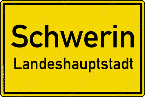 Schwerin Ortstafel Ortseingang Schild Verkehrszeichen