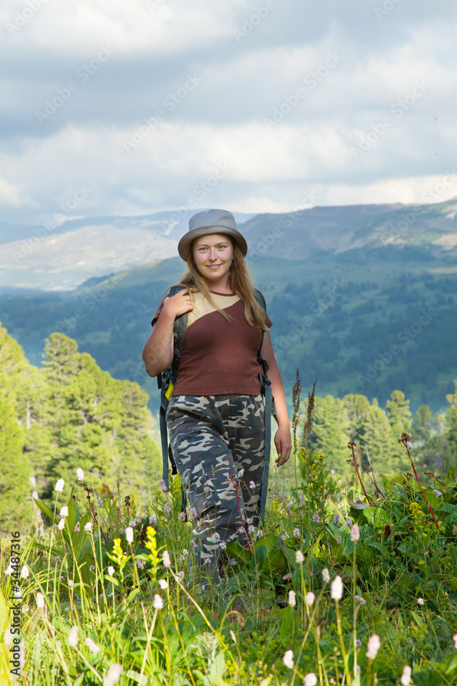 Naklejka premium Female hiker