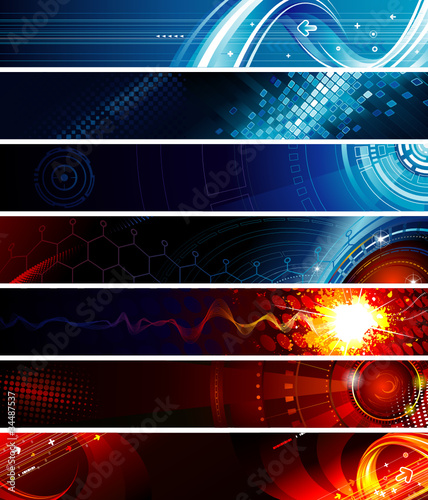 Set of abstract technology web banner.