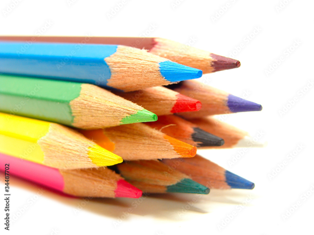 Cluster of colorful pencils on a white background Cluster of colorful pencils on a white background