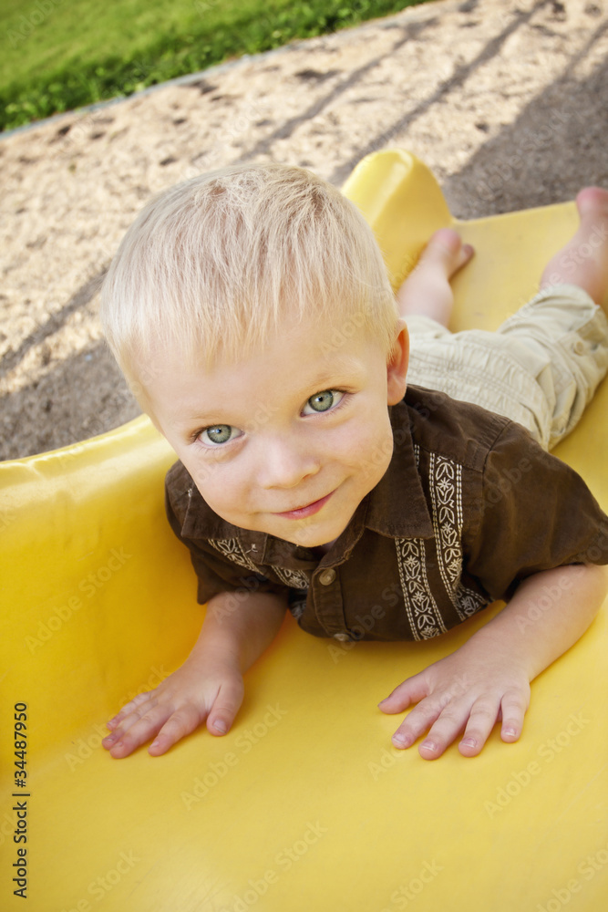Fototapeta premium Cute Little Boy on the Playground
