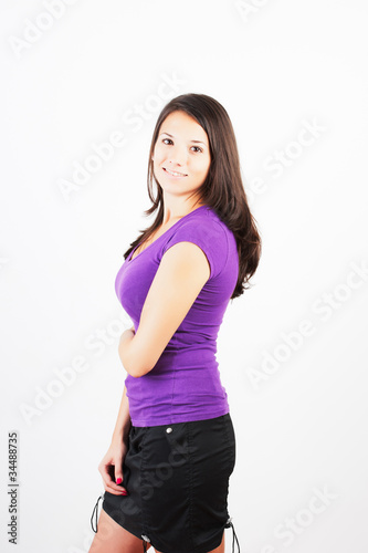 Close-up portrait of yong woman casual portrait in positive view
