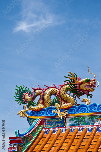 dragon statue on the china temple roof