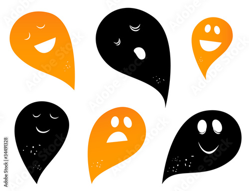 Ghost silhouettes isolated on white ( black and orange )