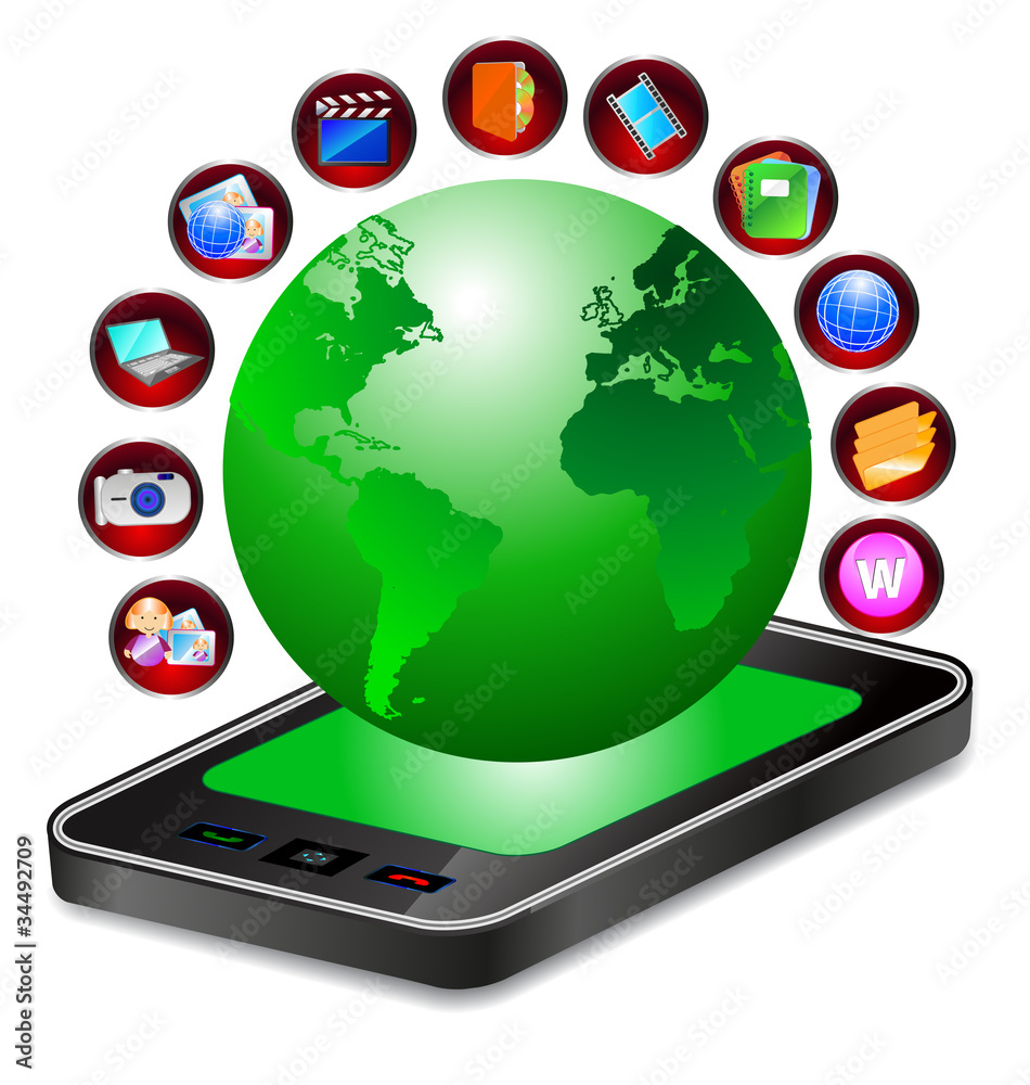mobile phone globe mobile phone globe