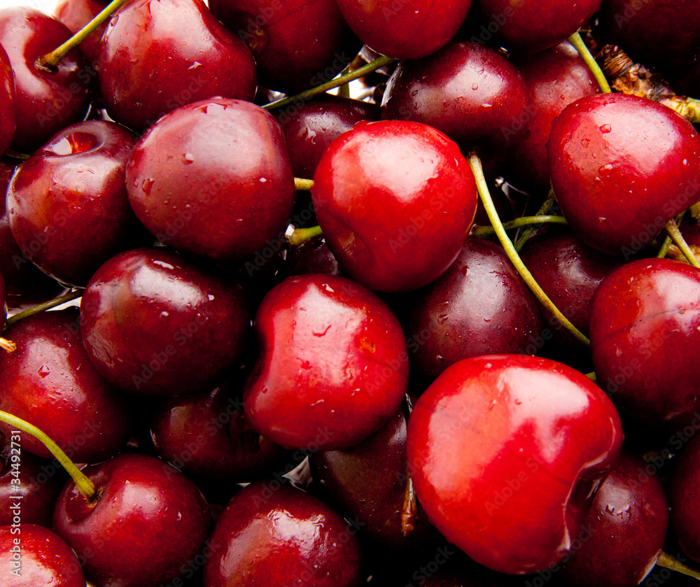 Group of Cherries forming a texture. cherry fruits.