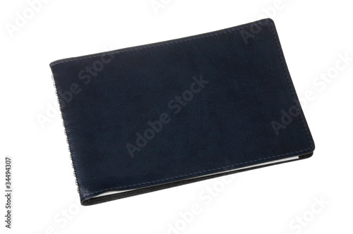 blue leather datebook isolated on white