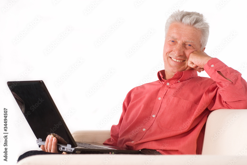 old man with computer old man with computer