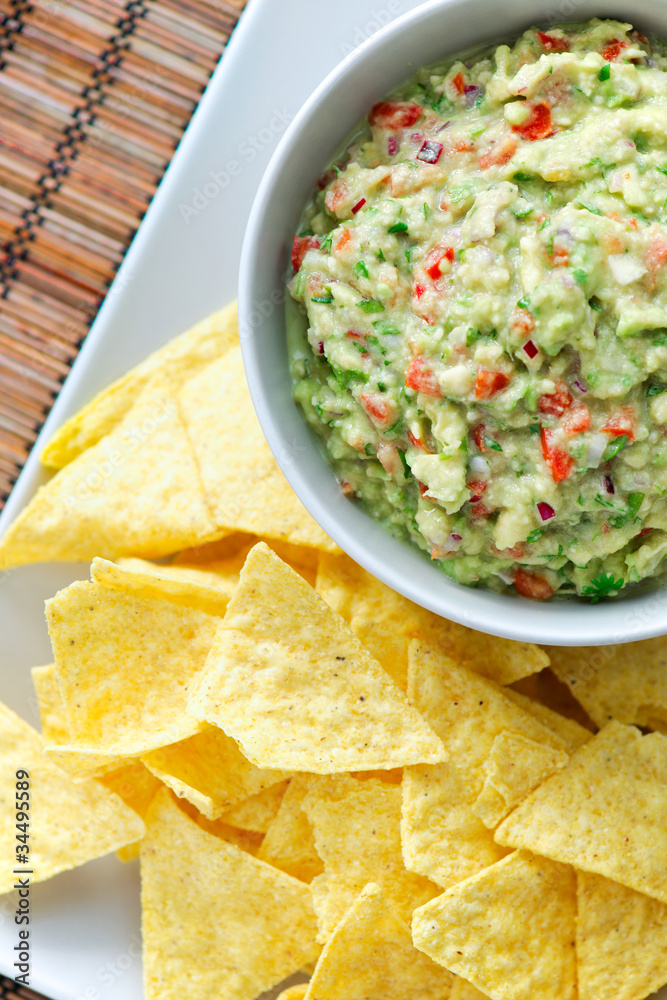 Guacamole and nachos Guacamole and nachos