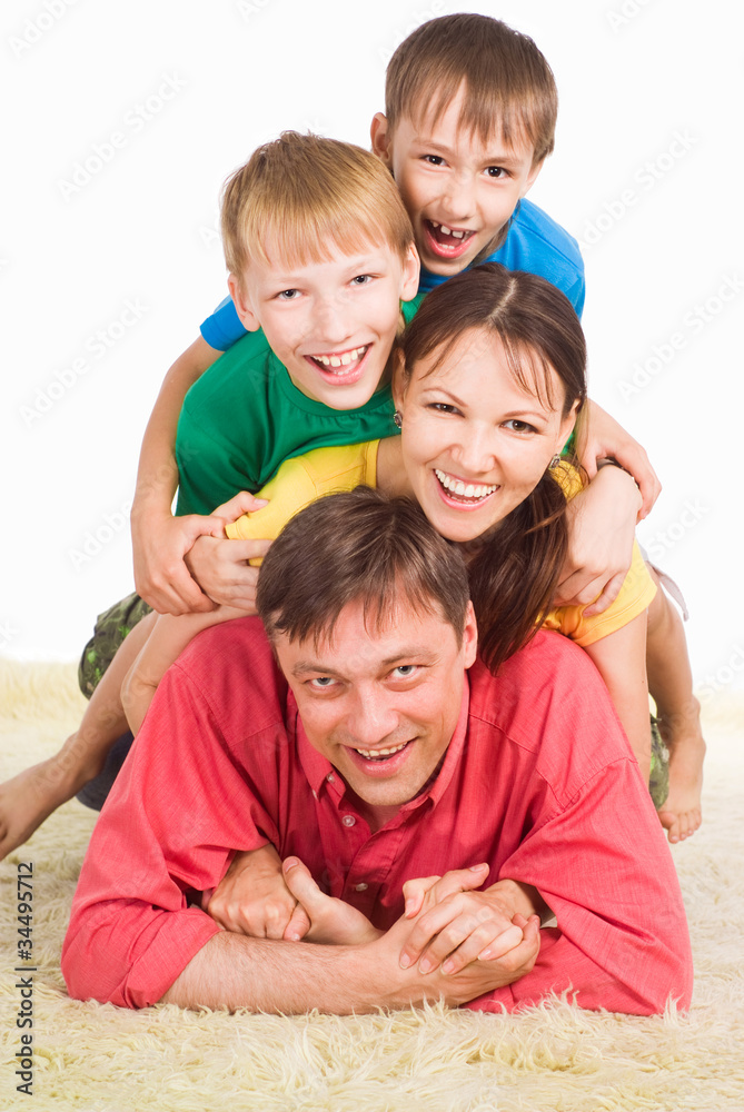 family on carpet