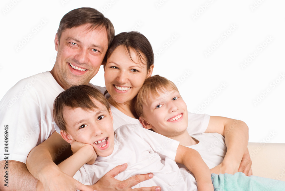 happy family on a white