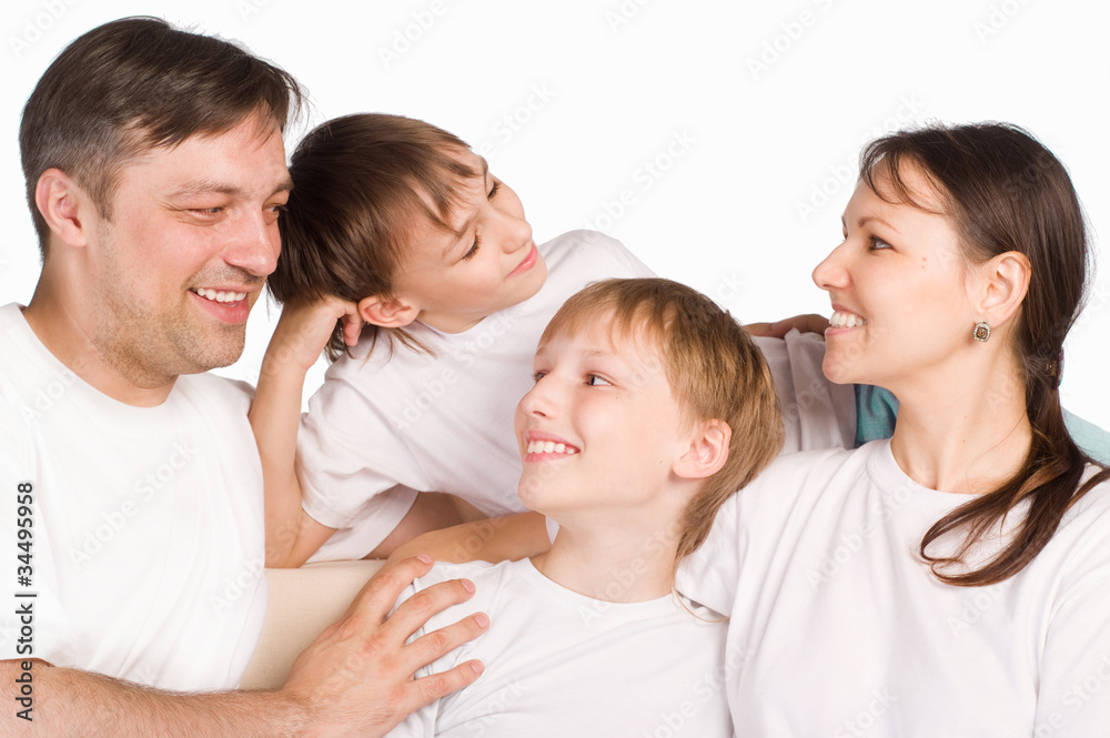 happy family on a white happy family on a white