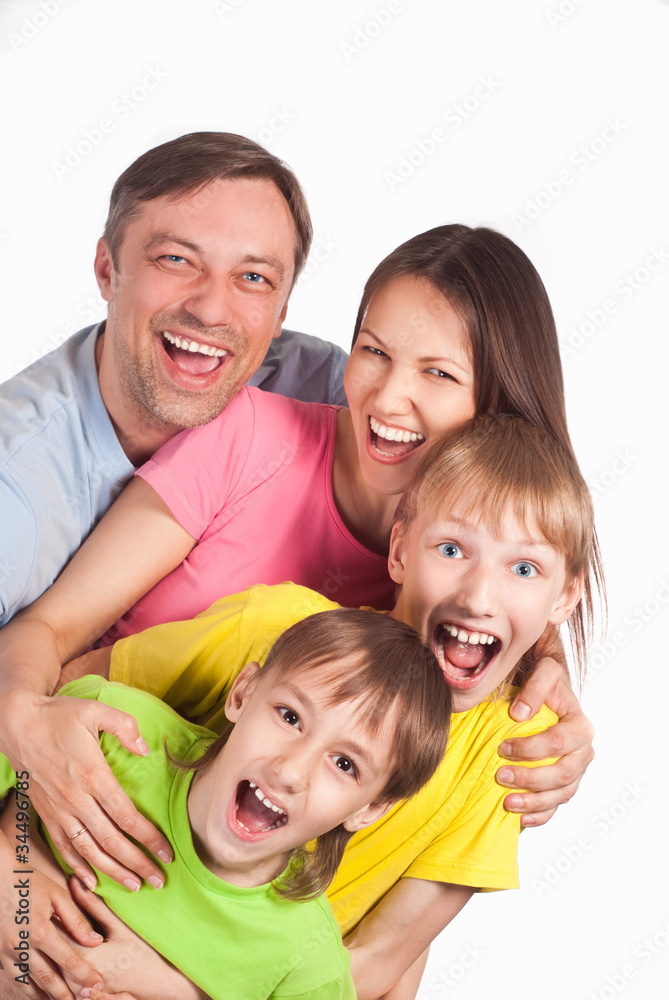 happy family on white