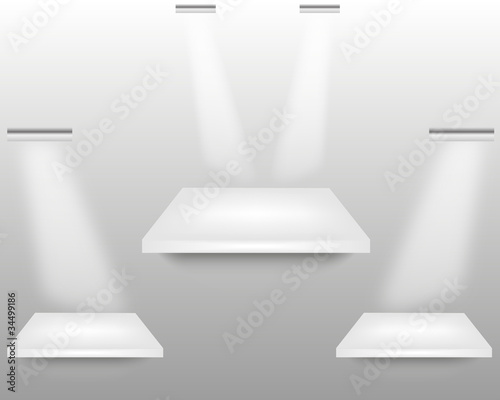 empty 3d illuminated shelfs