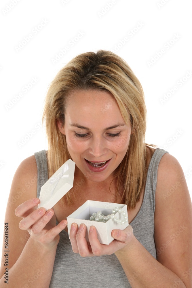 Lovely Woman and Gift Lovely Woman and Gift