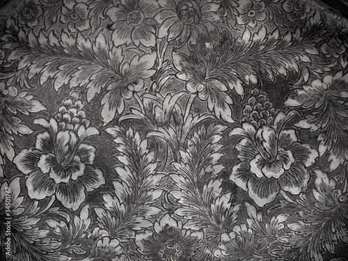 black and white metal floral background