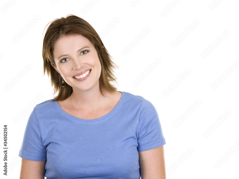casual woman in blue casual woman in blue