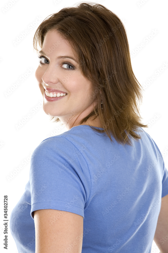 casual woman in blue casual woman in blue