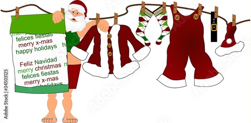 santa with cloths line