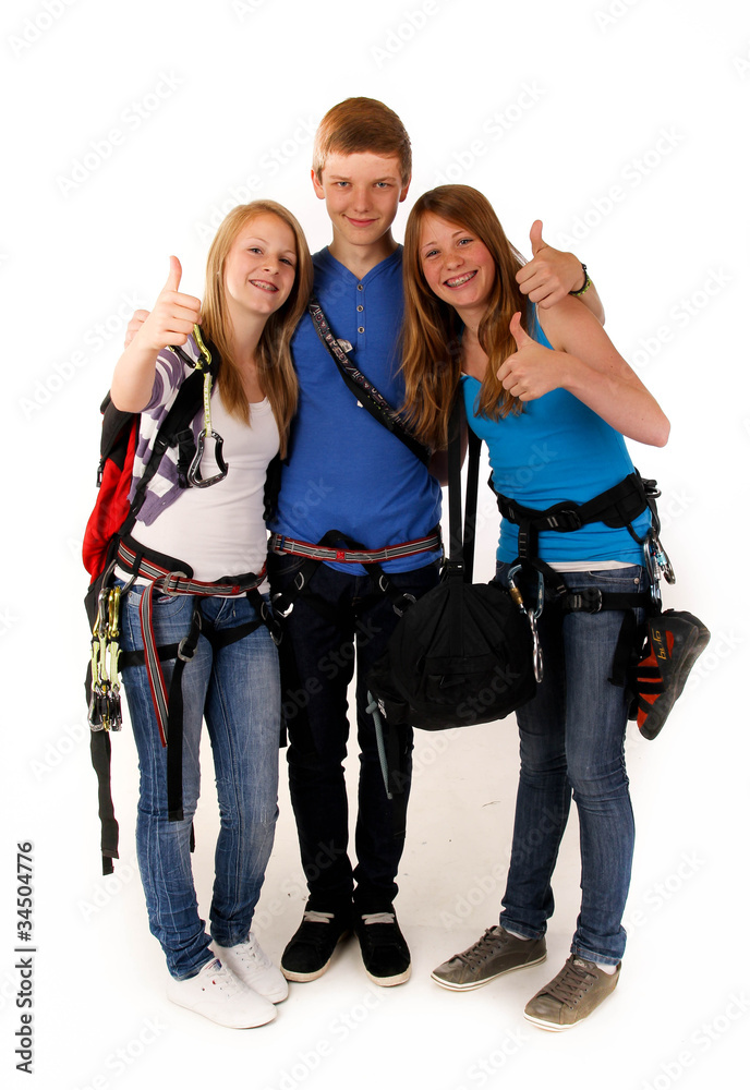 Fototapeta premium 0711 klettern teenager 3 mann