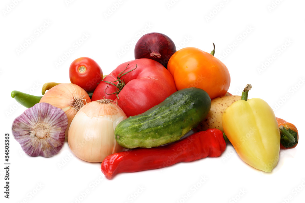 Vegetables on white