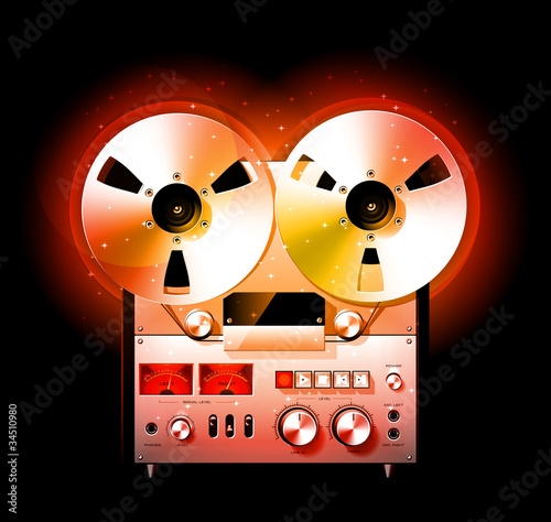 Glowing Reel To Reel Stereo Tape Deck Recorder