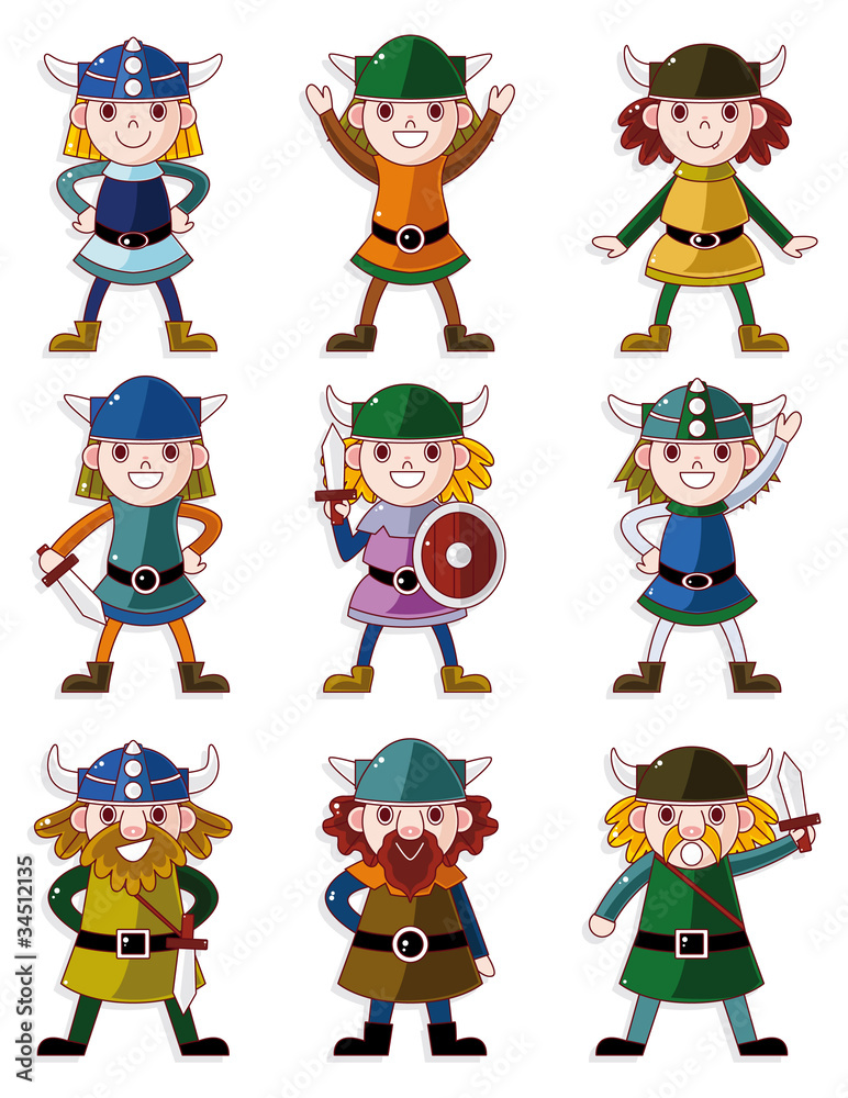 cartoon Viking Pirate icon set.