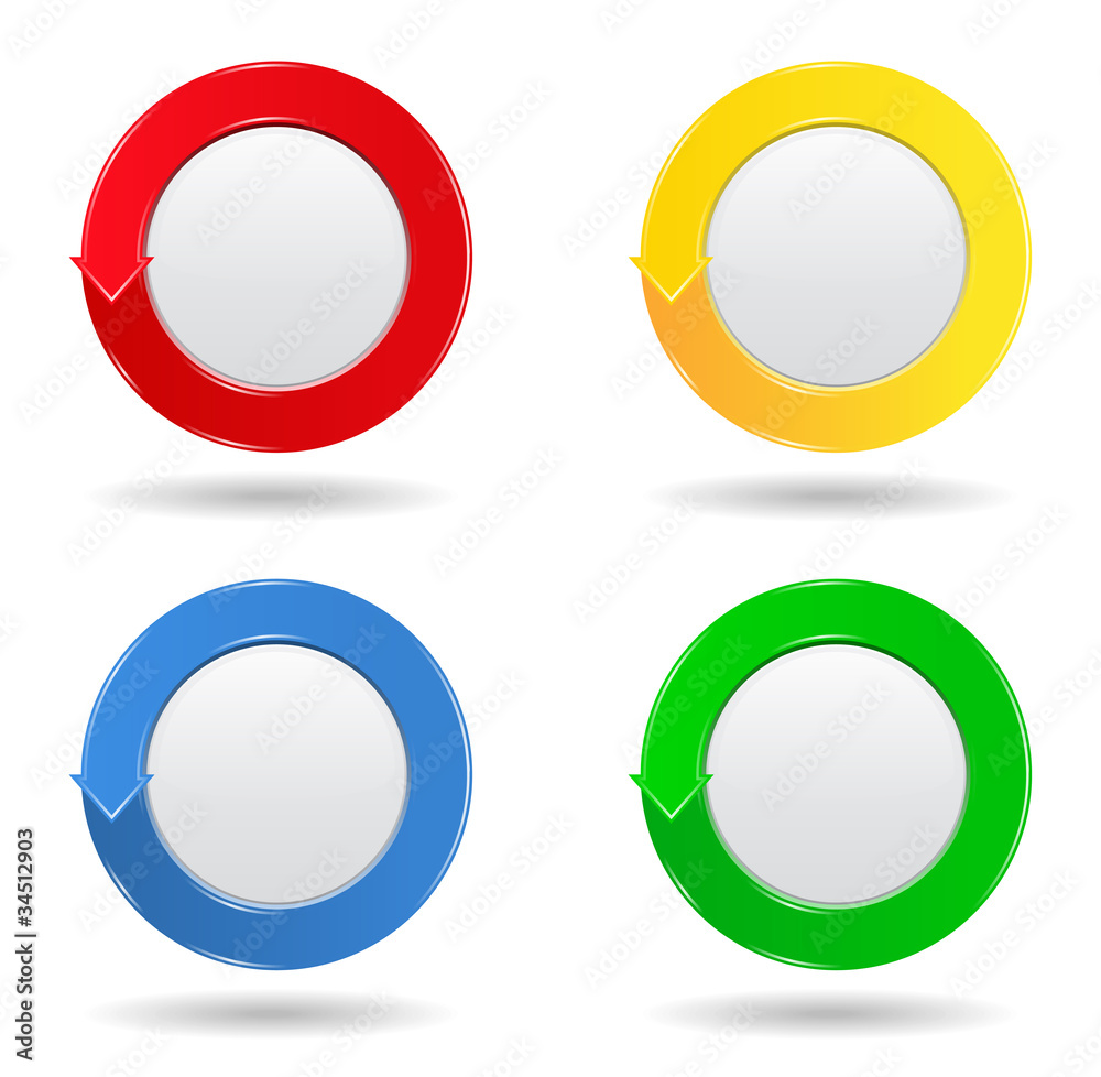 Colorful round buttons with arrow Colorful round buttons with arrow