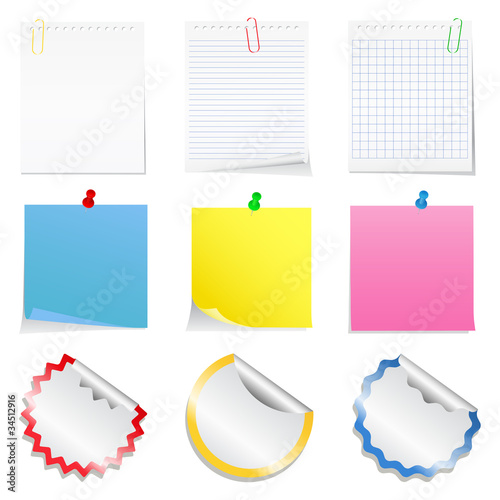 Vector paper notes and stickers