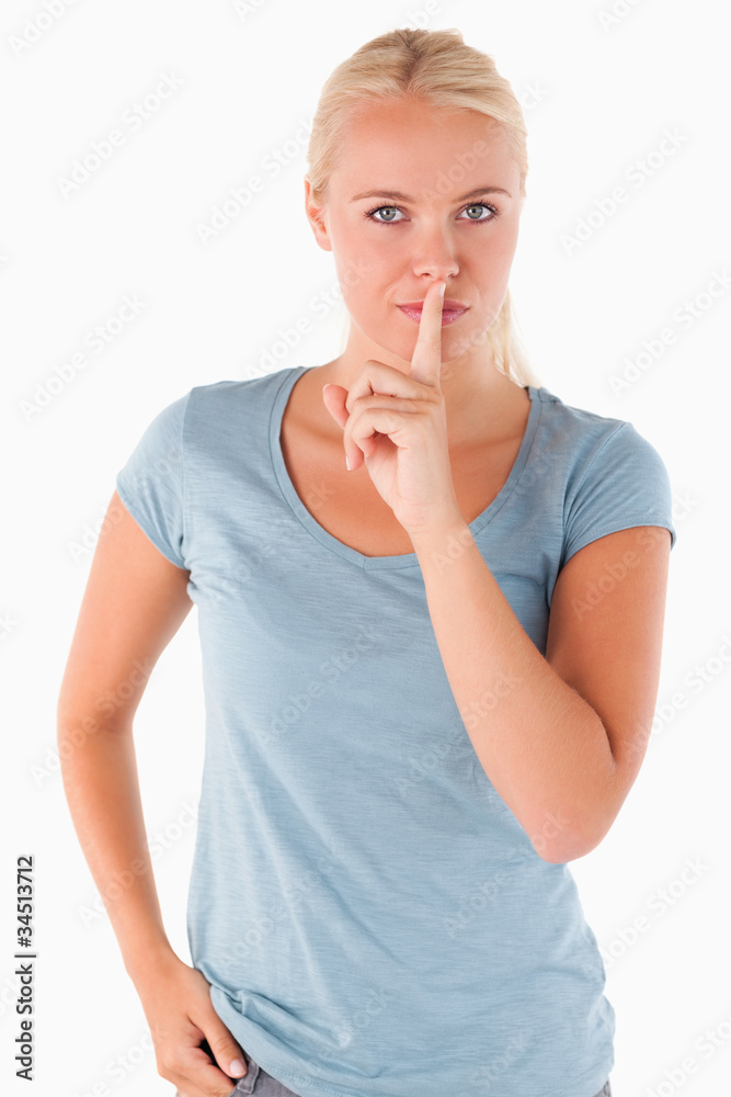 Hushing blond woman Hushing blond woman