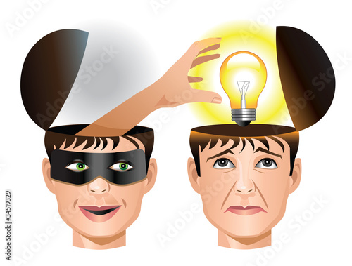 Concept of a man stealing another man's idea