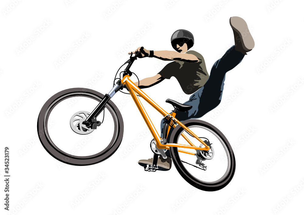 Obraz premium Radfahrer beim Sprung