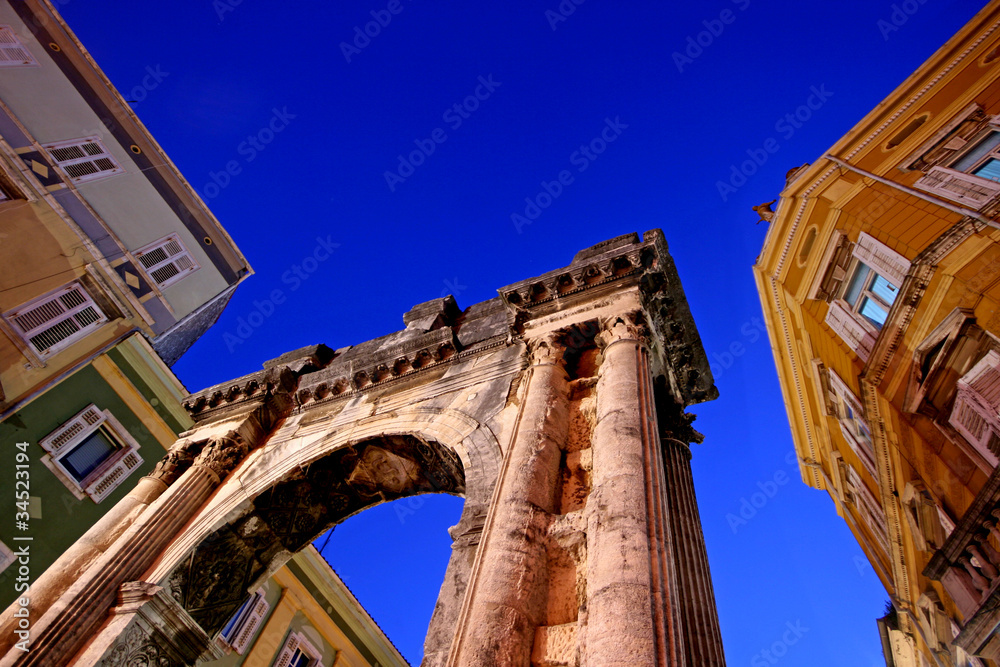Sky above the Roman Arch of the Sergei in Pula