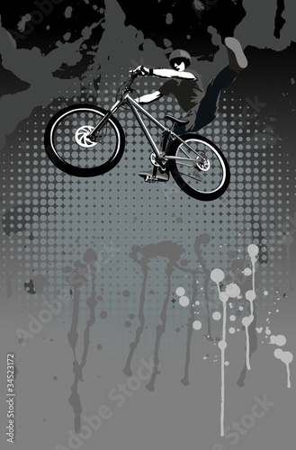 Radfahrer beim Sprung