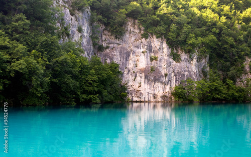 Beautiful lake in forest  Plitvice  Croatia