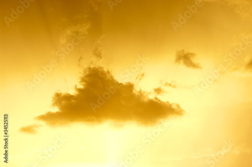 Separate cloud during the golden sunset